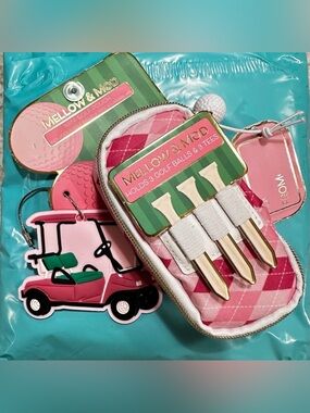 Pink Argyle Golf Pouch with Tees